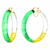 14K Yellow Gold Over Sterling Silver Green and Yellow Tie Dye Acrylic Hoops