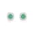 Green Emerald with Moissanite Sterling Silver Halo Stud Earrings