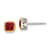 Rhodium Over Sterling Silver with 14k Accent Created Ruby Square Stud Earrings
