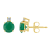 5mm Round Emerald with Diamond Accents 14k Yellow Gold Stud Earrings