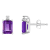 6x4mm Emerald Cut Amethyst with Diamond Accents 14k White Gold Stud Earrings