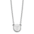 Rhodium Over Sterling Silver Tiny Circle Block Letter T  Initial Necklace