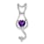 Rhodium Over 10k White Gold 0.68 ctw Amethyst and Accent Diamond Cat Pendant