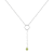 Round Peridot Rhodium Over Sterling Silver Dainty Necklace, 0.30ct