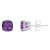 6mm Square Cushion Amethyst Rhodium Over Sterling Silver Stud Earrings