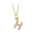 14K Yellow Gold Diamond H Initial Pendant With Chain