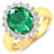 3.68ctw Green Emerald and Diamond 14K Yellow Gold Halo Ring