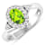 Oval Green Peridot and Diamond 14K White Gold Halo Ring 0.9 ctw