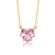 Pink CZ Heart Solitaire Pendant In 14K Gold Over Brass