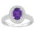 8x6mm Oval Amethyst 1/5 ctw Diamond Rhodium Over Sterling Silver Halo Ring