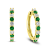1.35ctw Emerald and Diamond Hoop Earrings in 14k Yellow Gold