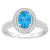 8x6mm Oval Blue Topaz 1/5 ctw Diamond Rhodium Over Sterling Silver Halo Ring