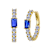 Sapphire Color CZ Inside-Out Hoop Earrings In 14K Gold Over Brass