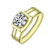 Square CZ Four-Prong Band Ring In 14K Gold Over Brass