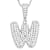 CZ Initial W Bubble Letter Pendant Necklace In Sterling Silver 1.92ctw