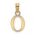 14k Yellow Gold Polished Block Letter O Initial Pendant
