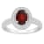 8x6mm Oval Garnet 1/5 ctw Diamond Rhodium Over Sterling Silver Halo Ring
