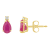 6x4mm Pear Shape Ruby with Diamond Accents 14k Yellow Gold Stud Earrings