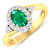 0.83ctw Green Emerald and Diamond 14K Yellow Gold Halo Ring