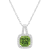 7mm Cushion Peridot 1/6 ctw Diamond Rhodium Over Sterling Silver Halo
Pendant with Chain