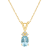 7x5mm Oval Aquamarine with Diamond Accents 14k Yellow Gold Pendant With Chain