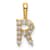 14K Yellow Gold Lab Grown Diamond Letter R Initial Pendant