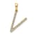 14K Yellow Gold Diamond Letter V Initial Pendant