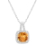 7mm Cushion Citrine 1/6 ctw Diamond Rhodium Over Sterling Silver Halo
Pendant with Chain