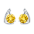Yellow Citrine Rhodium Over Sterling Silver Citrine Round Drop Earrings