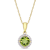 Peridot & Diamond 10K Yellow Gold Halo Pendant With Chain 1.00ctw