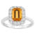 8x6mm Emerald Cut Citrine And White Topaz Accents Rhodium Over Sterling
Silver Halo Ring