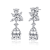 Pear Shape CZ Cluster Drop Earrings In White Gold Over Brass
