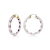 14K Yellow Gold Over Sterling Silver Painted Hoops in Purple Stripe