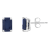 6x4mm Emerald Cut Sapphire 14k White Gold Stud Earrings