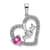 Rhodium Over 14k White Gold Pink Sapphire and Diamond Mom Heart Pendant