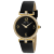 Mathey Tissot Women's Gaia Black Dial, Yellow Bezel, Black Leather Strap Watch