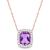 Amethyst & Diamond 14K Rose Gold Pendant With Chain 2.24ctw