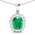 2.50ctw 14K White Gold Zambian Emerald and White Diamond Pendant with 18
inch Cable Chain