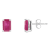 6x4mm Emerald Cut Ruby 14k White Gold Stud Earrings