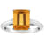 10x8mm Emerald Cut Citrine Rhodium Over Sterling Silver Ring