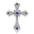 Rhodium Over 14k White Gold Sapphire and Diamond fleur-de-lis Cross
Chain Slide