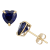 Lab Created Blue Sapphire Heart Shape 10K Yellow Gold Stud Earrings, 1.9ctw