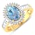 14K Yellow Gold Blue Aquamarine and White Diamond Oval Halo Ring 1.8ctw