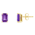 6x4mm Emerald Cut Amethyst 14k Yellow Gold Stud Earrings