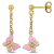 Children's Cubic Zirconia Pink Enamel Butterfly Drop Earrings 18K Yellow
Gold Over Sterling Silver