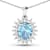 Oval Blue Aquamarine and White Diamond 14K White Gold Halo Pendant with
Cable Chain 2.70ctw