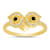 Black And White Cubic Zirconia 14k Yellow Gold Over Sterling Silver Owl
Ring 0.19ctw