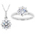 Solitaire CZ Pendant And Ring Set in Sterling Silver