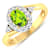 0.9ctw Green Peridot and Diamond 14K Yellow Gold Halo Ring