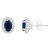 6x4mm Oval Sapphire 1/6 ctw Diamond Rhodium Over Sterling Silver Halo
Stud Earrings